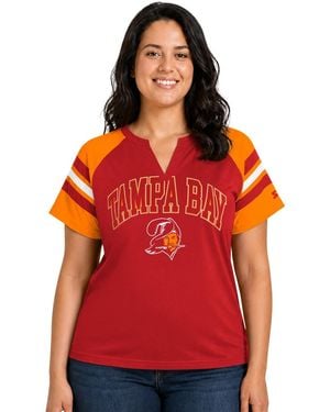 Starter Plus Size Tampa Bay Buccaneers Throwback Game On Notch Neck Raglan T-shirt - Red