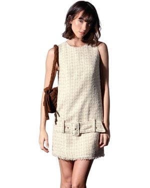 Walter Baker Vanna Tweed Shift Mini Dress - Natural