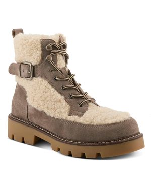 Spring Step Azura Namiko Suede And Sherpa Bootie - Brown