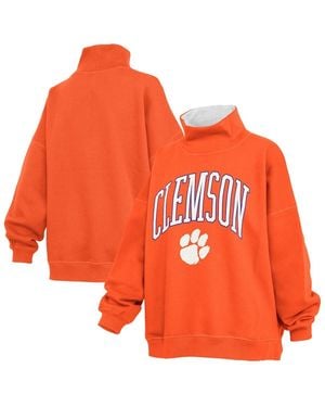Pressbox Clemson Tigers Oversized Mock Neck Sweatshirt - Orange