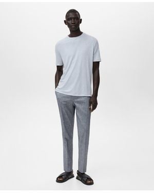 Mango Linen Slim-fit T-shirt - White