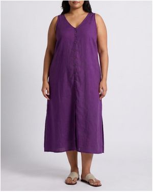 UNIVERSAL STANDARD Plus Size Islet Button-down Linen Maxi Dress - Purple