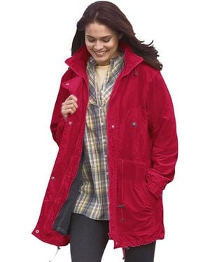 Woman Within Plus Size Fleece-lined Taslon Anorak - Red