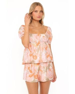 Petal & Pup Julia Square-neck Tie-back Top And Shorts - Pink
