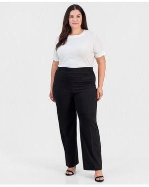 Anne Klein Essentials Ak Anne Klein Petite Mid-rise Side-tab Straight-leg Pants - White