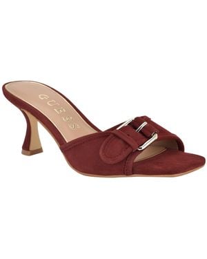 Guess Dista Buckle Kitten Heel Sandals - Red