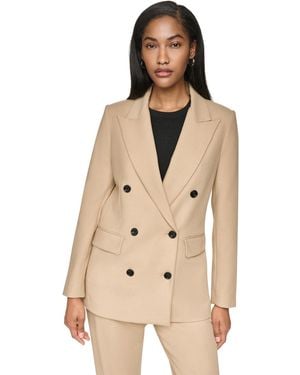 DKNY Long-sleeve Notch Collar Button-front Blazer - Natural