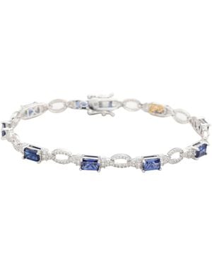 SUZY LEVIAN NEW YORK Suzy Levian Sterling Silver Emerald-cut Sapphire & Created White Sapphire Tennis Bracelet