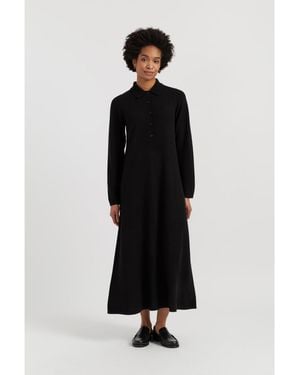 Chinti & Parker Wool-cashmere A-line Polo Dress - White