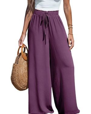 CUPSHE Summer Lovin Drawstring Wide-leg Pants - Purple
