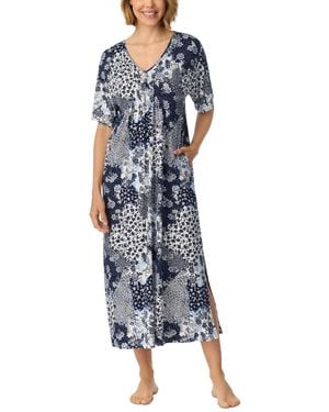 Ellen Tracy V-neck Pockets Long Tunic - Blue