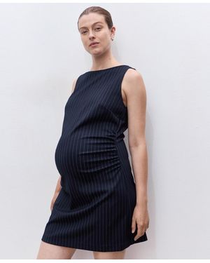 Mango Short Pinstripe Dress - Blue