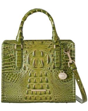 Brahmin Cami Small Leather Satchel Bag - Green