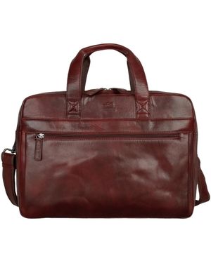 Mancini Leather Laptop Briefcase - Brown