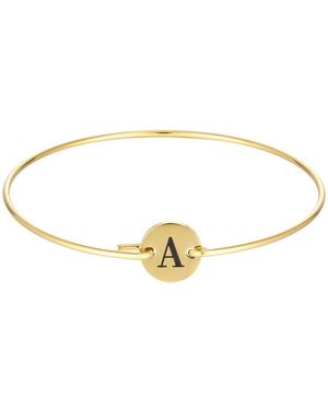 Adornia Tarnish Resistant Gold Engraved Initial Disc Cuff Bracelet - Metallic