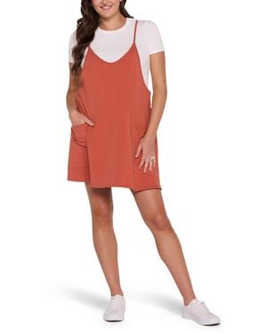 Motherhood Maternity Maternity Motherhood Sleeveless Relaxed Fit Dress Romper - Red