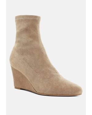 LONDON RAG Yara Microfiber Wedge Sock Boots - Natural