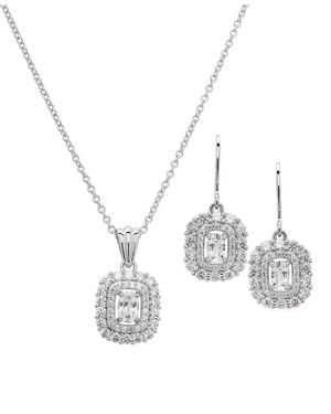 Macy's Lab Grown Sapphire Oval Pendant Necklace And Drop Earring Set (3.98 Ct. T.w. - Metallic