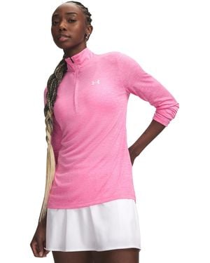 Under Armour Twist Tech Quarter-zip Logo Top - Pink