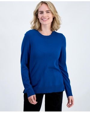 Style & Co. Petite Crew-neck Sweater - Blue