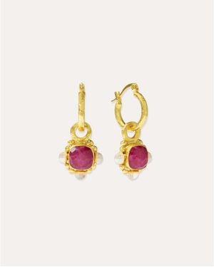 Ottoman Hands Esther Ruby And Pearl Drop Earrings - White