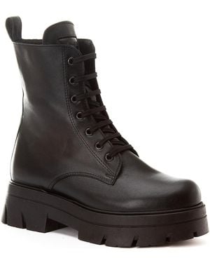 J/Slides Saratoga Leather Combat Lug-sole Boots - Black