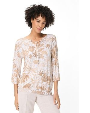 Olsen Ornamental Botanic Print Tunic T-shirt - Natural