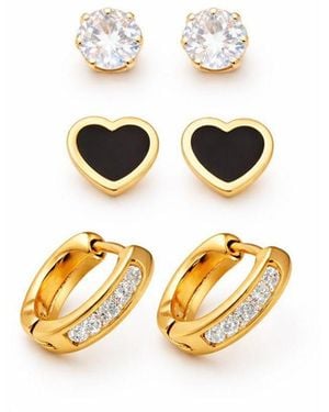 Rebl Jewelry Heart Stud Earring Set - Metallic