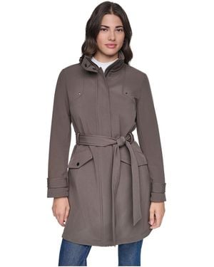 Andrew Marc Tinsley Water-resistant Softshell Trench Coat - Brown