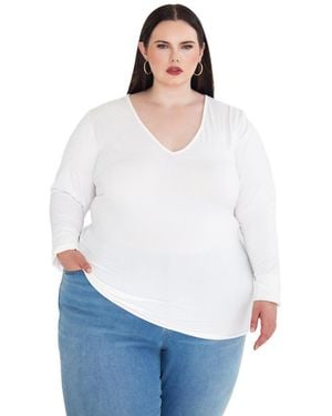 Rebdolls Plus Size Essential V Neck Top - White