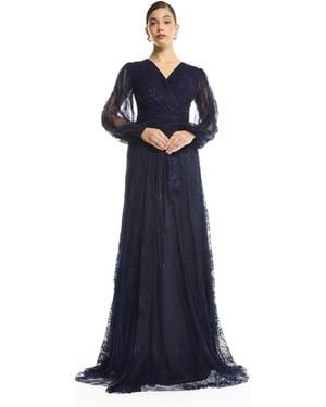 Amiri Wrap Lace Gown - Blue