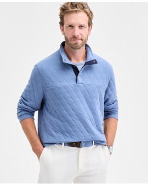 Club Room Quilted Snap Mock Neck Sweater - Blue