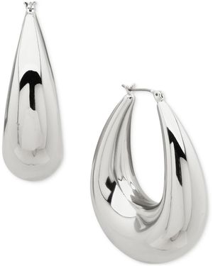 DKNY Taper Puffy Large Hoop Earrings - Metallic