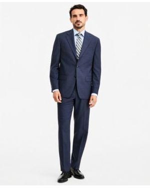 Michael Kors Classic Fit Wool Blend Stretch Plaid Suit Separates - Blue