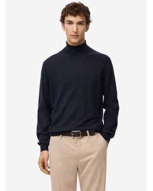 Mango Merino Wool Turtleneck Sweater - Blue