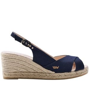 VISCATA Llansa Canvas Espadrille Sandal Wedges - Blue