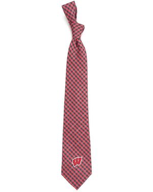 Eagles Wings Wisconsin Badgers Gingham Tie - Pink