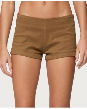 Edikted Dinah Denim Micro Shorts - Brown