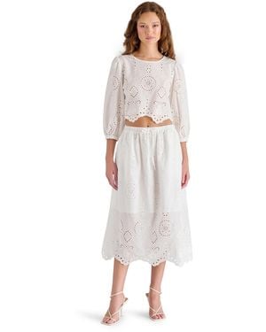 Steve Madden Anaisa Tie-waist Eyelet Midi Skirt - White