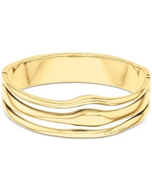 Calvin Klein Stainless Steel Wavy Triple-row Bangle Bracelet - Metallic