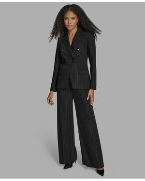 BCBGMAXAZRIA Pinstripe Double Breasted Jacket - Black