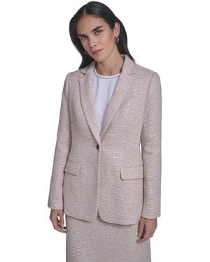 Calvin Klein Petite One-button Tweed Jacket - Purple