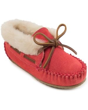 Minnetonka Little And Big Girls Charley Moccasin Slippers - Red