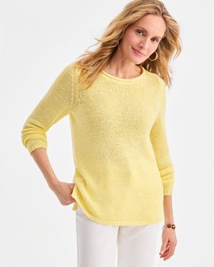Style & Co. Petite Boat Neck Tape Yarn Sweater - Yellow