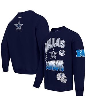 Pro Standard Dallas Cowboys Turn It Up Drop Shoulder Pullover Sweatshirt - Blue