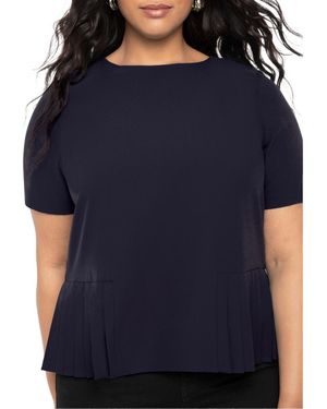Eloquii Plus Size Pleated Hem Top - Blue