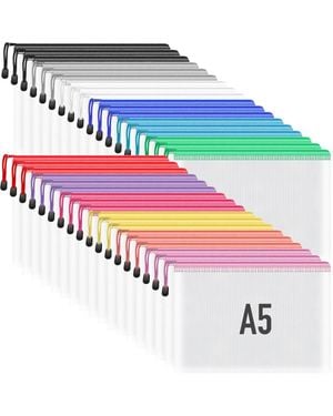 Gnuadz 36 Packs Mesh Zipper Pouch Bags For Office Travel Storage A5 - White