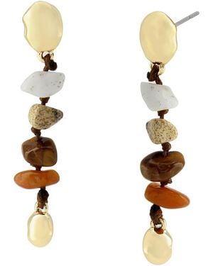 Robert Lee Morris Colored Chip Stone Linear Earrings - Metallic
