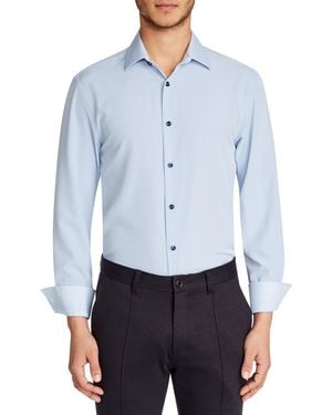 Con.struct Slim-fit Solid Performance Stretch Cooling Comfort Dress Shirt - Blue