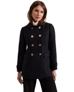 Phase Eight Aurelie Military Double-breasted Wool-blend Coat - Black